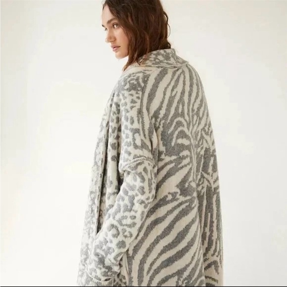 Free People Sweaters - Free People Cardigan Sweater Cozy Warm Oversize Soft Women Animal Print